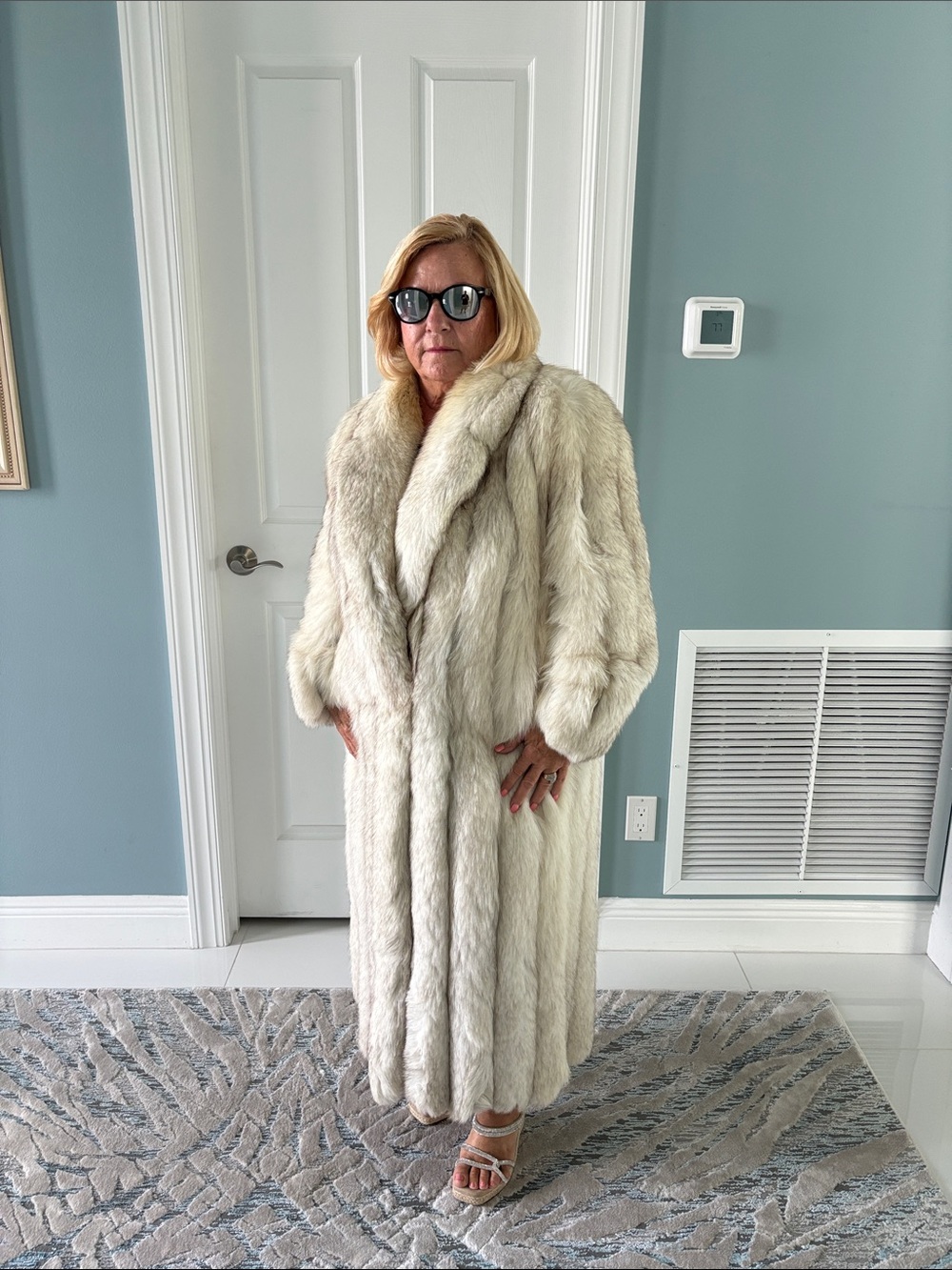 Saga Furs Ivory Full-Length Women's Fur Coat